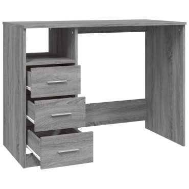 vidaXL Γραφείο με Συρτάρια Γκρι Sonoma 102x50x76cm Επεξεργασμένο Ξύλο 1 τεμ.