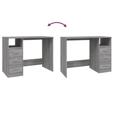 vidaXL Γραφείο με Συρτάρια Γκρι Sonoma 102x50x76cm Επεξεργασμένο Ξύλο 1 τεμ.