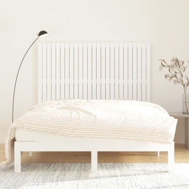 vidaXL Κεφαλάρι Τοίχου Λευκό 159,5x3x110cm από Μασίφ Ξύλο Πεύκου 1 τεμ.