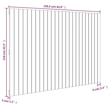 vidaXL Κεφαλάρι Τοίχου Λευκό 159,5x3x110cm από Μασίφ Ξύλο Πεύκου 1 τεμ.