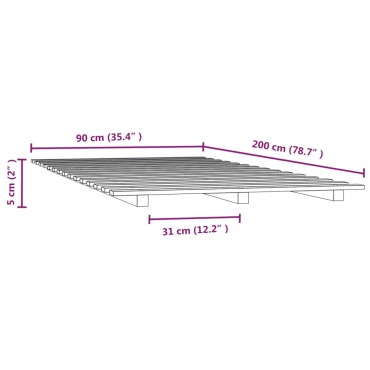 vidaXL Πλαίσιο Κρεβατιού Λευκό 90 x 200 εκ. από Μασίφ Ξύλο Πεύκου
