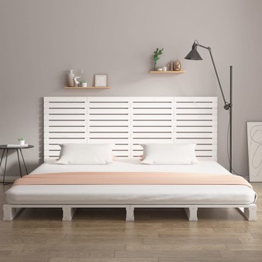 vidaXL Κεφαλάρι Τοίχου Λευκό 166x3x91,5cm από Μασίφ Ξύλο Πεύκου 1 τεμ.