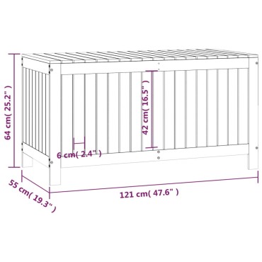 vidaXL Κουτί Αποθήκευσης Κήπου Μαύρο 121x55x64cm Μασίφ Ξύλο Πεύκου 1 τεμ.