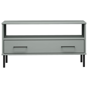 vidaXL Τραπεζάκι Σαλονιού OSLO Γκρι 85x50x45cm Μασίφ Ξύλο Μετ. Πόδια 1 τεμ.