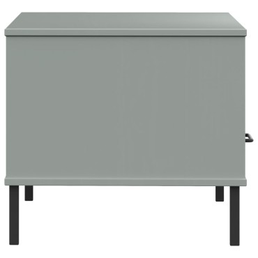 vidaXL Τραπεζάκι Σαλονιού OSLO Γκρι 85x50x45cm Μασίφ Ξύλο Μετ. Πόδια 1 τεμ.