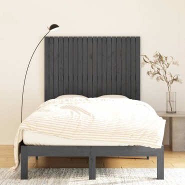 vidaXL Κεφαλάρι Τοίχου Γκρι 127,5x3x110cm από Μασίφ Ξύλο Πεύκου 1 τεμ.