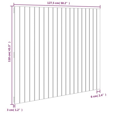 vidaXL Κεφαλάρι Τοίχου Γκρι 127,5x3x110cm από Μασίφ Ξύλο Πεύκου 1 τεμ.