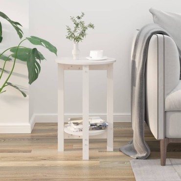 vidaXL Τραπεζάκι Σαλονιού Λευκό 40x60cm από Μασίφ Ξύλο Πεύκου 1 τεμ.