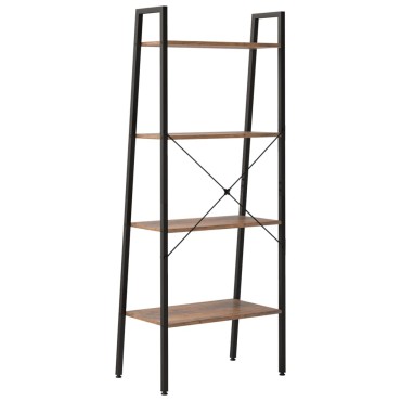 vidaXL Ραφιέρα 4 Επιπέδων Σκούρο Καφέ & Μαύρο 56x35x140cm 1 τεμ.