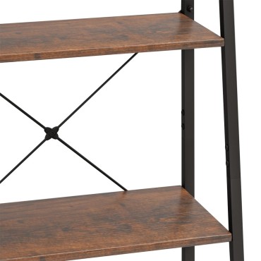 vidaXL Ραφιέρα 4 Επιπέδων Σκούρο Καφέ & Μαύρο 56x35x140cm 1 τεμ.