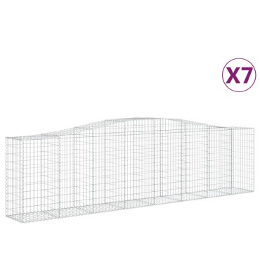 vidaXL Συρματοκιβώτια Τοξωτά 7 τεμ. 400x50x100/120 εκ. Γαλβαν. Ατσάλι