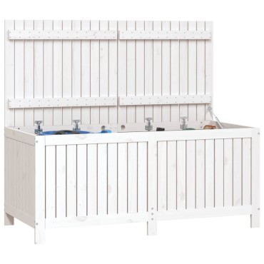 vidaXL Κουτί Αποθήκευσης Κήπου Λευκό 147x68x64cm Μασίφ Ξύλο Πεύκου 1 τεμ.