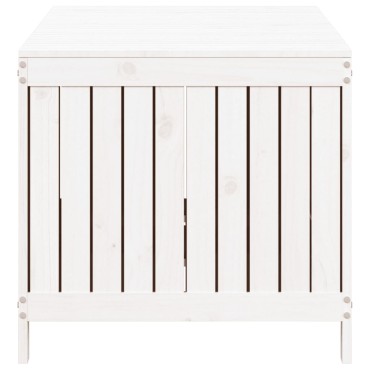 vidaXL Κουτί Αποθήκευσης Κήπου Λευκό 147x68x64cm Μασίφ Ξύλο Πεύκου 1 τεμ.
