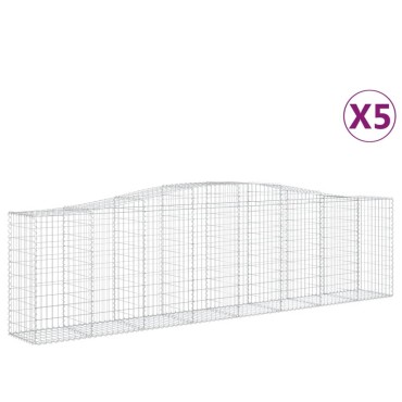 vidaXL Συρματοκιβώτια Τοξωτά 5 τεμ. 400x50x100/120 εκ. Γαλβαν. Ατσάλι