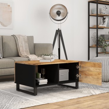 vidaXL Τραπεζάκι Σαλονιού 80x50x40cm Μασίφ Ξύλο Μάνγκο & Επεξ. Ξύλο 1 τεμ.