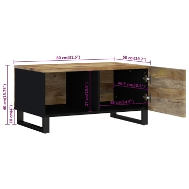 vidaXL Τραπεζάκι Σαλονιού 80x50x40cm Μασίφ Ξύλο Μάνγκο & Επεξ. Ξύλο 1 τεμ.
