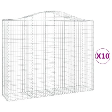 vidaXL Συρματοκιβώτια Τοξωτά 10 τεμ. 200x50x160/180 εκ. Γαλβαν. Ατσάλι