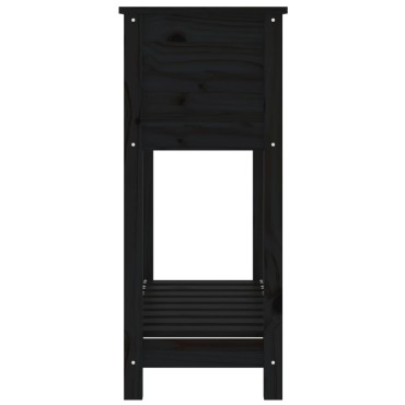 vidaXL Ζαρντινιέρα με Ράφι Μαύρη 82,5x34,5x81εκ. Μασίφ Ξύλο Πεύκου