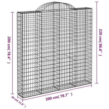 vidaXL Συρματοκιβώτιο Τοξωτό 200x30x200/220εκ. από Γαλβανισμένο Χάλυβα