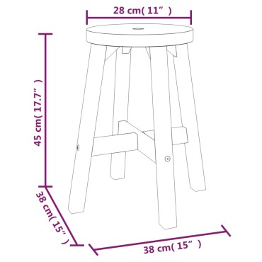 vidaXL Σκαμπό Καφέ 38x38x45cm από Στρογγυλό Μασίφ Ξύλο Ακακίας 1 τεμ.