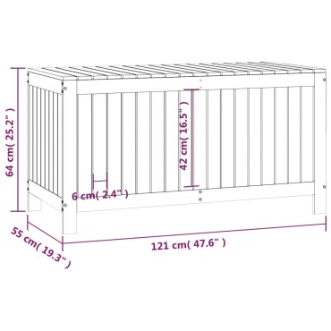 vidaXL Κουτί Αποθήκευσης Κήπου Γκρι 121x55x64cm από Μασίφ Ξύλο Πεύκου 1 τεμ.