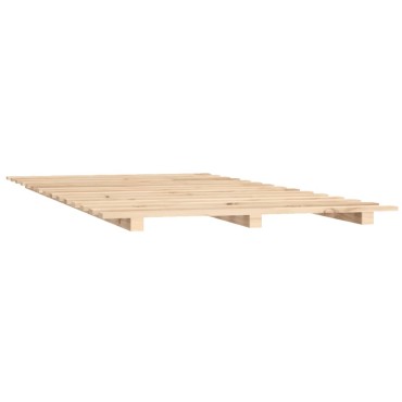 vidaXL Πλαίσιο Κρεβατιού 140x190cm από Μασίφ Ξύλο Πεύκου 1 τεμ. - Διπλό