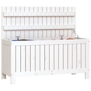 vidaXL Κουτί Αποθήκευσης Κήπου Λευκό 108x42,5x54cm Μασίφ Ξύλο Πεύκου 1 τεμ.