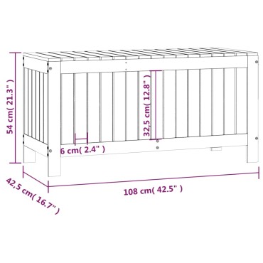 vidaXL Κουτί Αποθήκευσης Κήπου Λευκό 108x42,5x54cm Μασίφ Ξύλο Πεύκου 1 τεμ.