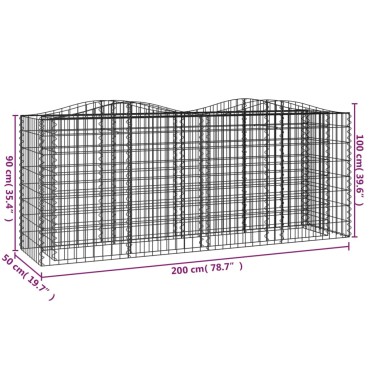 vidaXL Συρματοκιβώτιο Τοξωτό 200x50x100 εκ. από Γαλβανισμένο Σίδερο