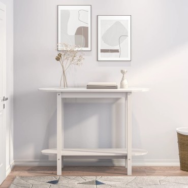 vidaXL Τραπέζι Κονσόλα Λευκό 110x40x80cm από Μασίφ Ξύλο Πεύκου 1 τεμ.
