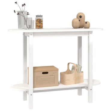 vidaXL Τραπέζι Κονσόλα Λευκό 110x40x80cm από Μασίφ Ξύλο Πεύκου 1 τεμ.