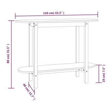 vidaXL Τραπέζι Κονσόλα Λευκό 110x40x80cm από Μασίφ Ξύλο Πεύκου 1 τεμ.