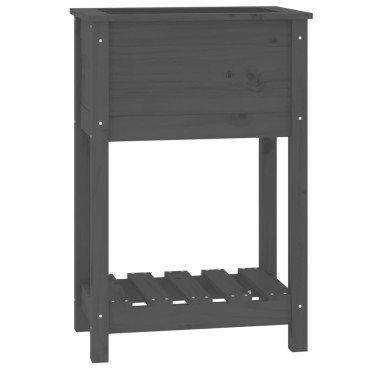 vidaXL Ζαρντινιέρα με Ράφι Γκρι 54x34,5x81 εκ. Μασίφ Ξύλο Πεύκου