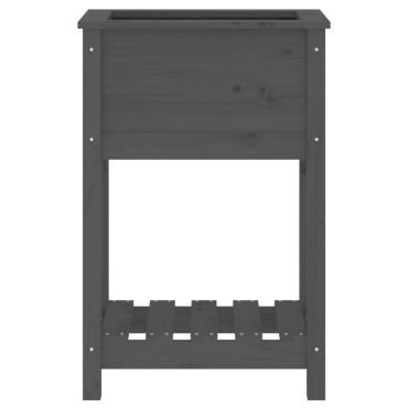 vidaXL Ζαρντινιέρα με Ράφι Γκρι 54x34,5x81 εκ. Μασίφ Ξύλο Πεύκου