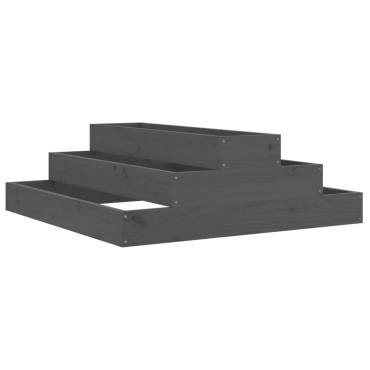 vidaXL Ζαρντινιέρα Γκρι 80 x 80 x 27 εκ. από Μασίφ Ξύλο Πεύκου