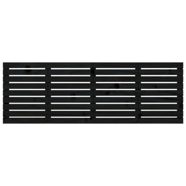 vidaXL Κεφαλάρι Τοίχου Μαύρο 166x3x63cm από Μασίφ Ξύλο Πεύκου 1 τεμ.