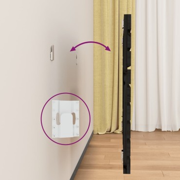 vidaXL Κεφαλάρι Τοίχου Μαύρο 166x3x63cm από Μασίφ Ξύλο Πεύκου 1 τεμ.