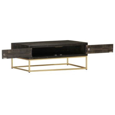 vidaXL Τραπεζάκι Σαλονιού Μαύρο/Χρυσό 90x50x35cm Μασίφ Ξύλο Μάνγκο 1 τεμ.