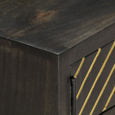 vidaXL Τραπεζάκι Σαλονιού Μαύρο/Χρυσό 90x50x35cm Μασίφ Ξύλο Μάνγκο 1 τεμ.