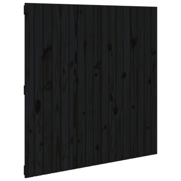 vidaXL Κεφαλάρι Τοίχου Μαύρο 108x3x110cm από Μασίφ Ξύλο Πεύκου 1 τεμ.
