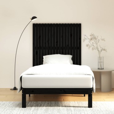 vidaXL Κεφαλάρι Τοίχου Μαύρο 108x3x110cm από Μασίφ Ξύλο Πεύκου 1 τεμ.
