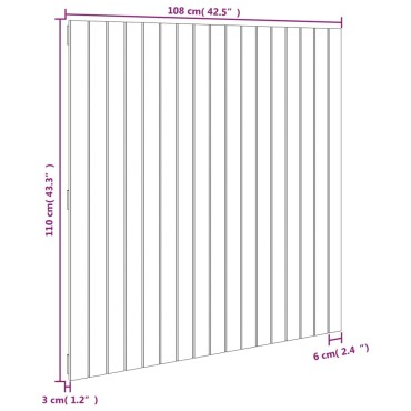 vidaXL Κεφαλάρι Τοίχου Μαύρο 108x3x110cm από Μασίφ Ξύλο Πεύκου 1 τεμ.
