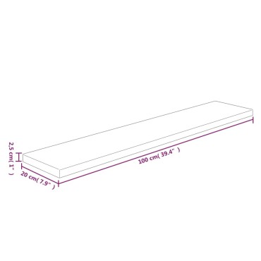 vidaXL Ράφι 100x20x2,5cm από Ακατέργαστο Μασίφ Ξύλο Δρυός 1 τεμ.