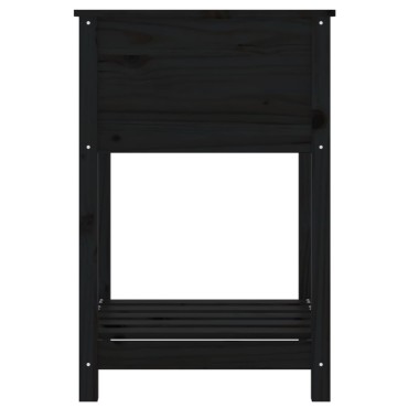 vidaXL Ζαρντινιέρα με Ράφι Μαύρη 54 x 54 x 81 εκ. Μασίφ Ξύλο Πεύκου