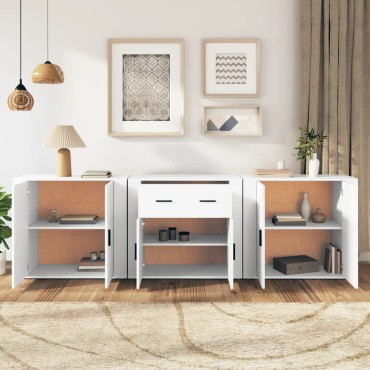 vidaXL Ντουλάπι 3 τεμ. Λευκό Επεξεργασμένο Ξύλο 80x33x70cm
