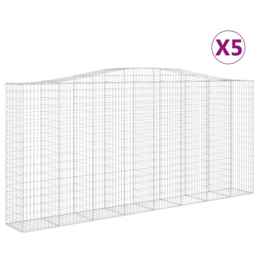 vidaXL Συρματοκιβώτια Τοξωτά 5 τεμ. 400x50x180/200 εκ. Γαλβαν. Ατσάλι