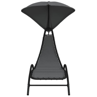 vidaXL Ξαπλώστρα με Σκίαστρο Σκ. Γκρι 167x80x195cm Ύφασμα & Ατσάλι 1 τεμ.