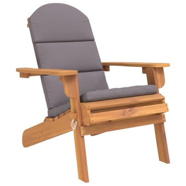 vidaXL Καρέκλα Κήπου Adirondack με Μαξιλάρια από Μασίφ Ξύλο Ακακίας 75x84x90cm 1 τεμ.