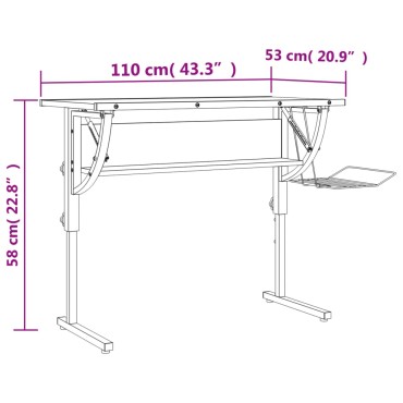 vidaXL Γραφείο Χειροτ. Μαύρο/Γκρι 110x53x(58-87)cm Επ. Ξύλο&Ατσάλι 1 τεμ.