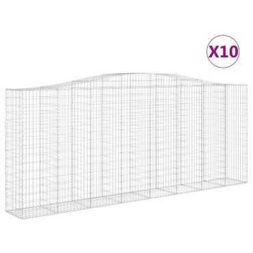 vidaXL Συρματοκιβώτια Τοξωτά 10 τεμ. 400x50x160/180 εκ. Γαλβαν. Ατσάλι